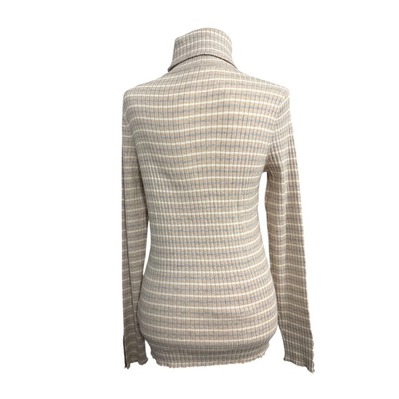 NEW J.McLaughlin Turtleneck Sweater Ribbed Stripe Button Cuff‎ Long Sleeve Sz L - Picture 2 of 8